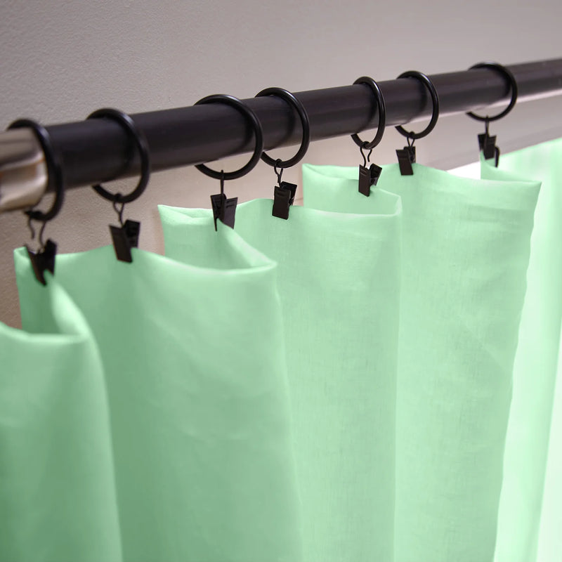 custom made Bourdon Edge Linen Curtains fixation in mint green