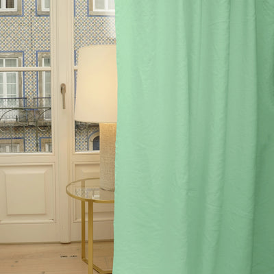 mint green Pure Linen Blackout Curtain