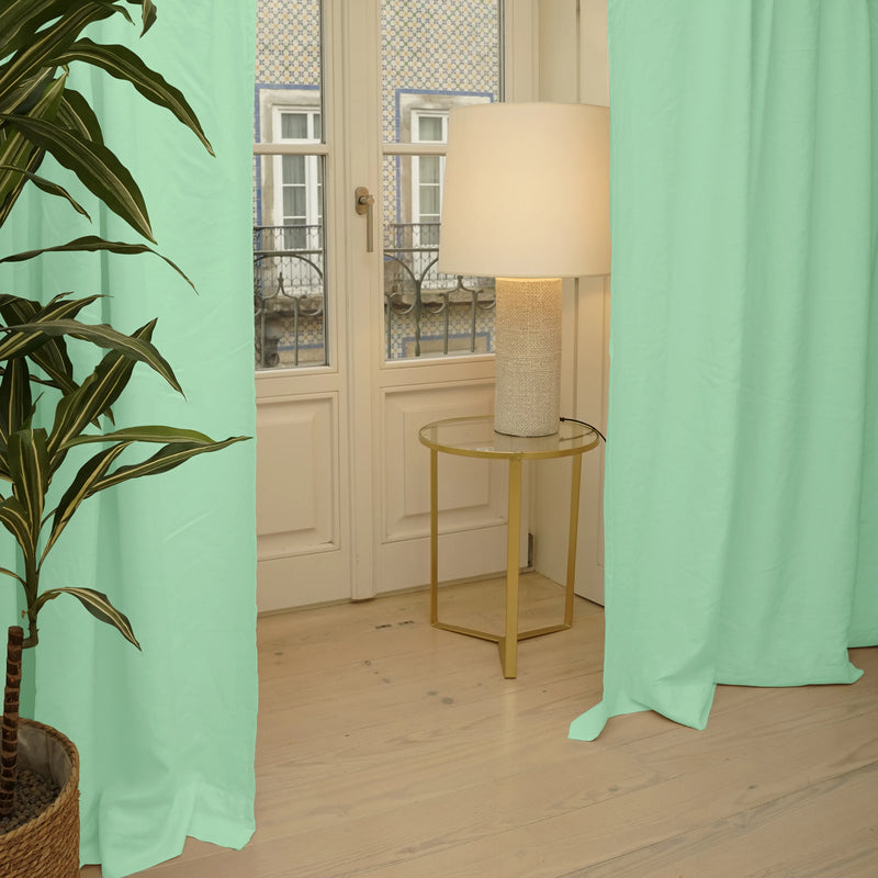 French Linen Blackout Curtain mint green