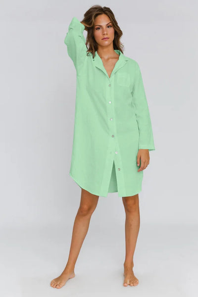 Long Soft linen Night Shirt “Eliza” mint green