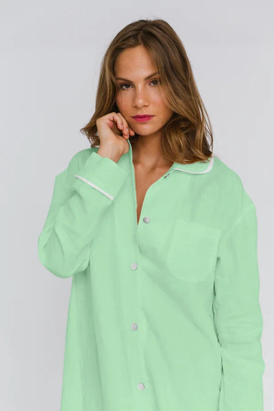 Luxury linen nightgown “Mel” mint green