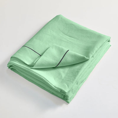 Bourdon linen flat sheet folded mint green