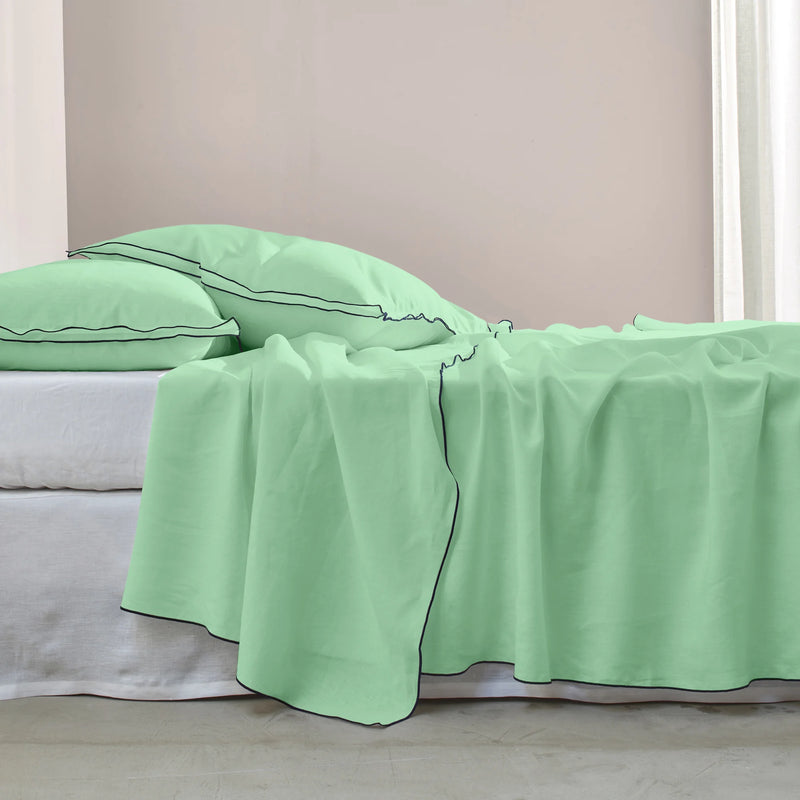 Bourdon Edge Flat Sheets Mint Green