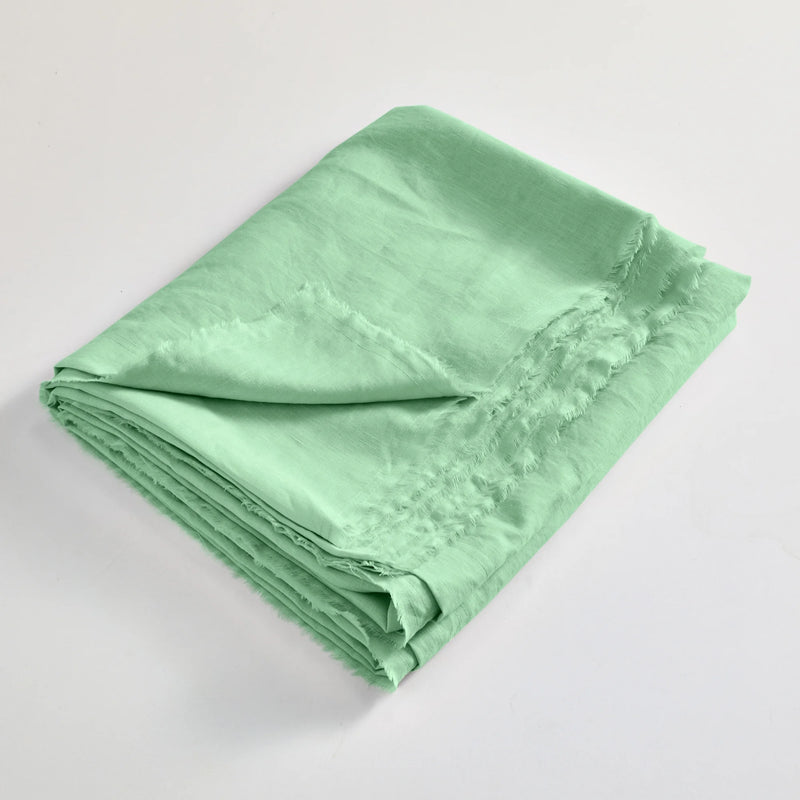 Frayed Border Folded Flat Sheet Mint Green