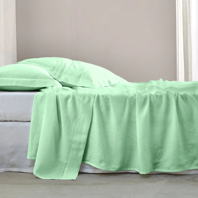 Mint green Linen hemstitch top sheet 