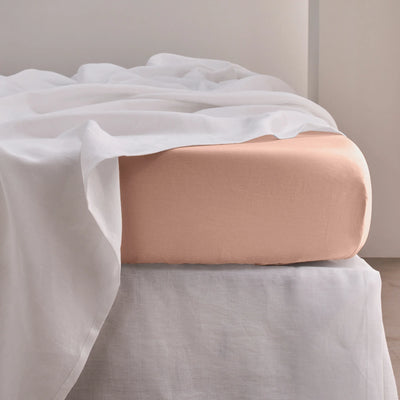 Linen Fitted Sheet Pink