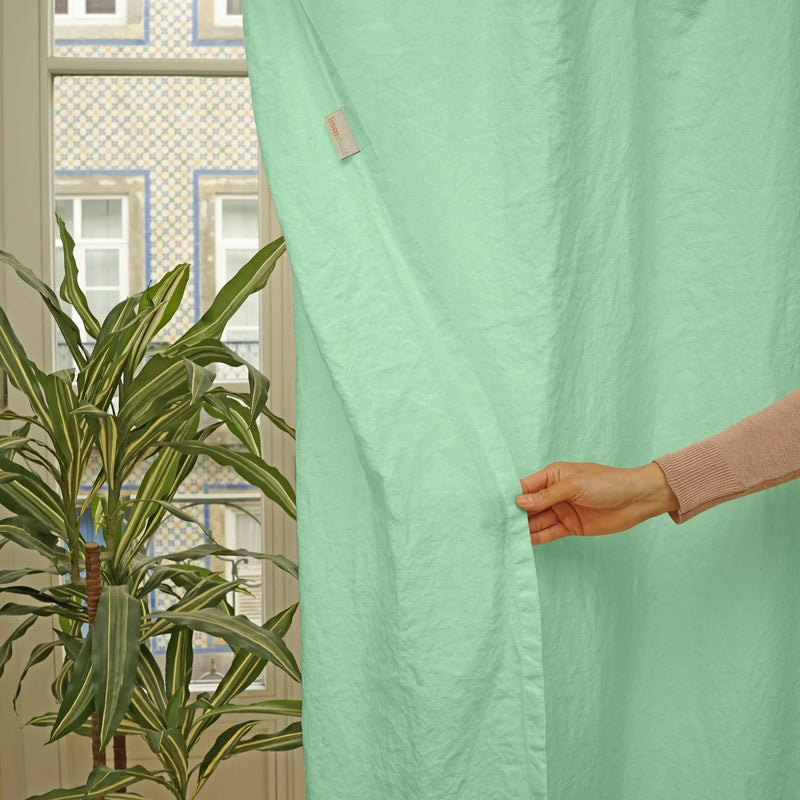 Linen curtain unlined mint green