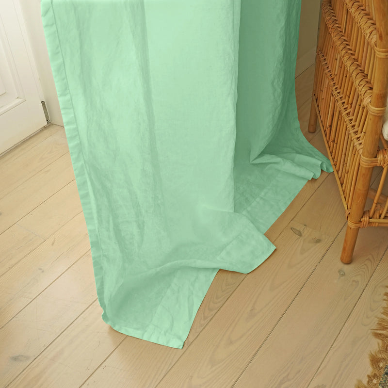 pure mint green linen drapery unlined