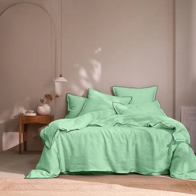 Bourdon Edge Duvet Cover Mint Green