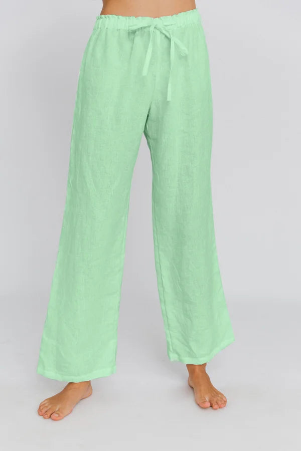 Washed Linen Pajamas Trousers mint green