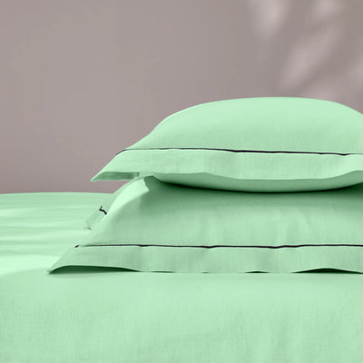 bourdon border mint green linen pillowcase