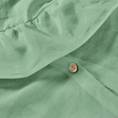 Mint green Rufled Linen Duvet Cover