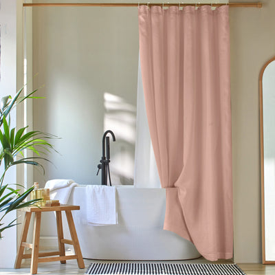 plain linen shower curtain nude