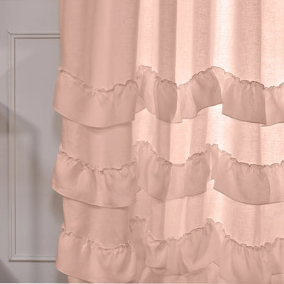 Custom Waterfall washed linen curtain nude