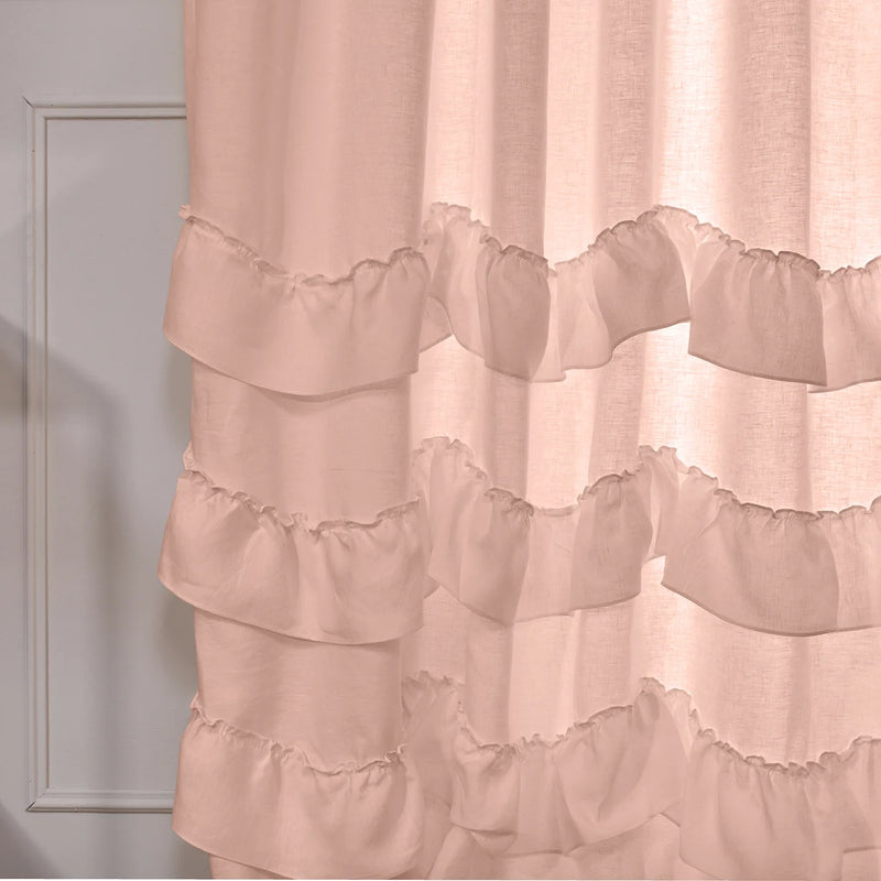 Custom Waterfall washed linen curtain nude