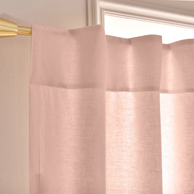 Custom Waterfall Linen Window Curtain top nude