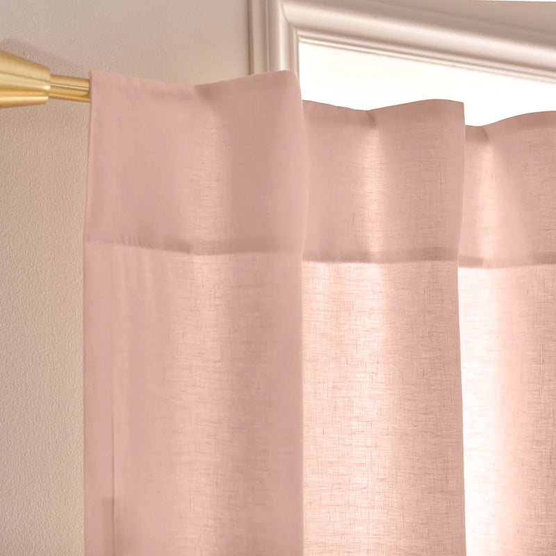 Custom Waterfall Linen Window Curtain top nude