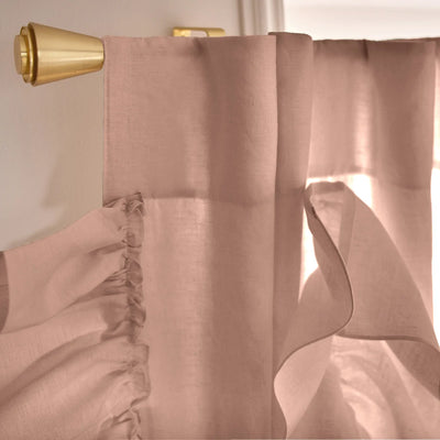 Custom drops Ruffles Linen curtain top nude