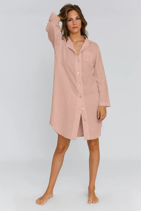 Long Soft linen Night Shirt “Eliza” nude