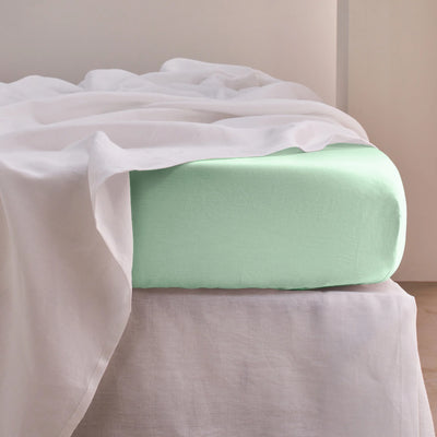 Linen Fitted Sheet Mint Green