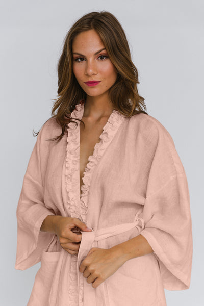 Ruffled Linen Nightgown "Lara" nude