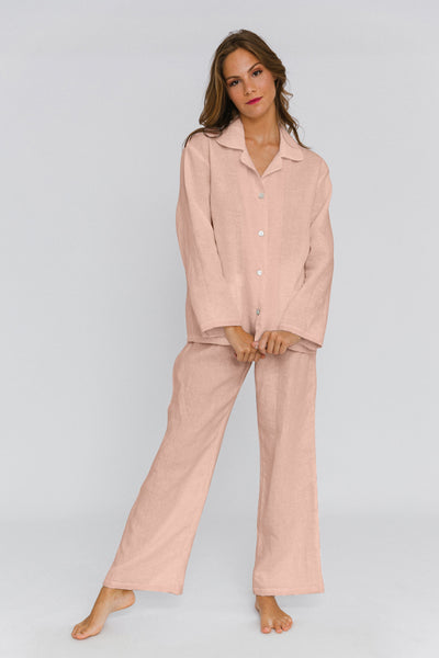 Soft Washed Linen Pyjamas Set nude