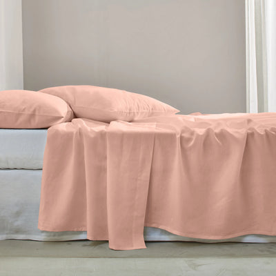 Linen Flat Sheet Pink