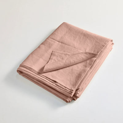 Linen hemstitch folded top sheet nude