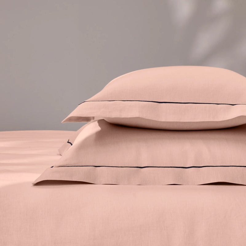 bourdon border nude linen pillowcase