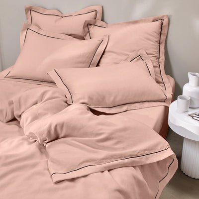 bourdon border pink linen pillowcase