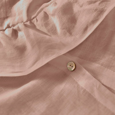 Nude Rufled Linen Duvet Cover