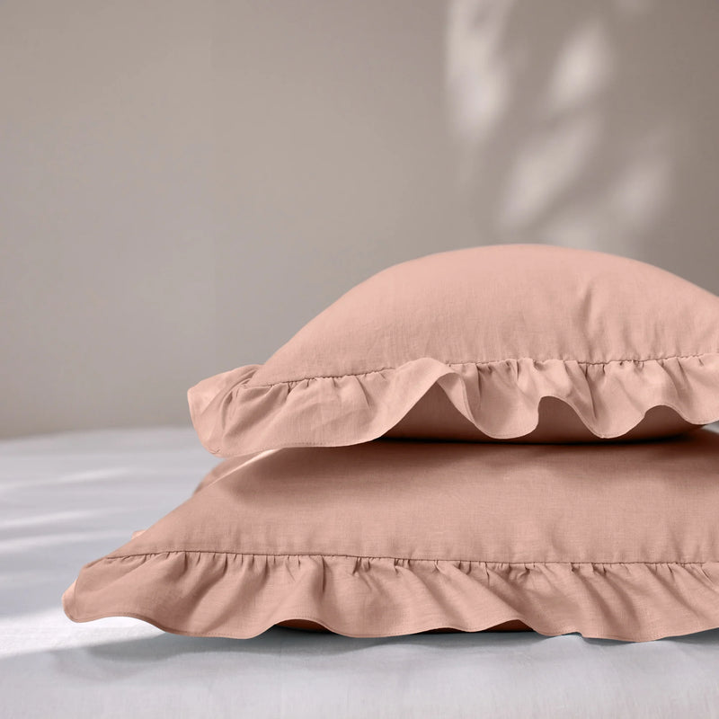 Nude Ruffles Linen Pillowcases