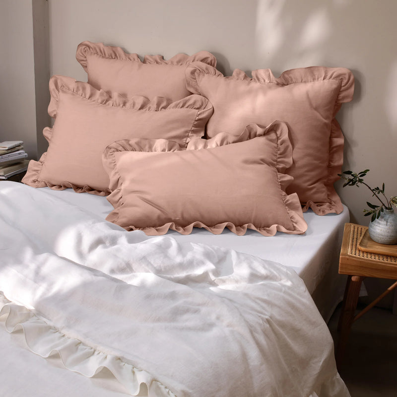 Ruffles nude Linen Pillowcases