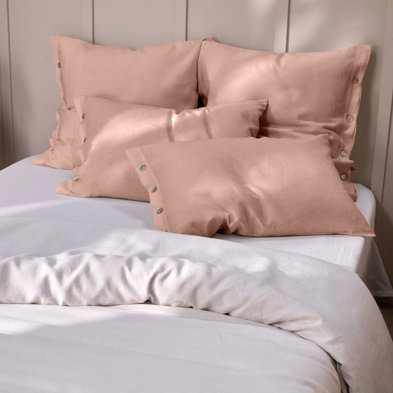 Nude linen Pillowcases with Buttons