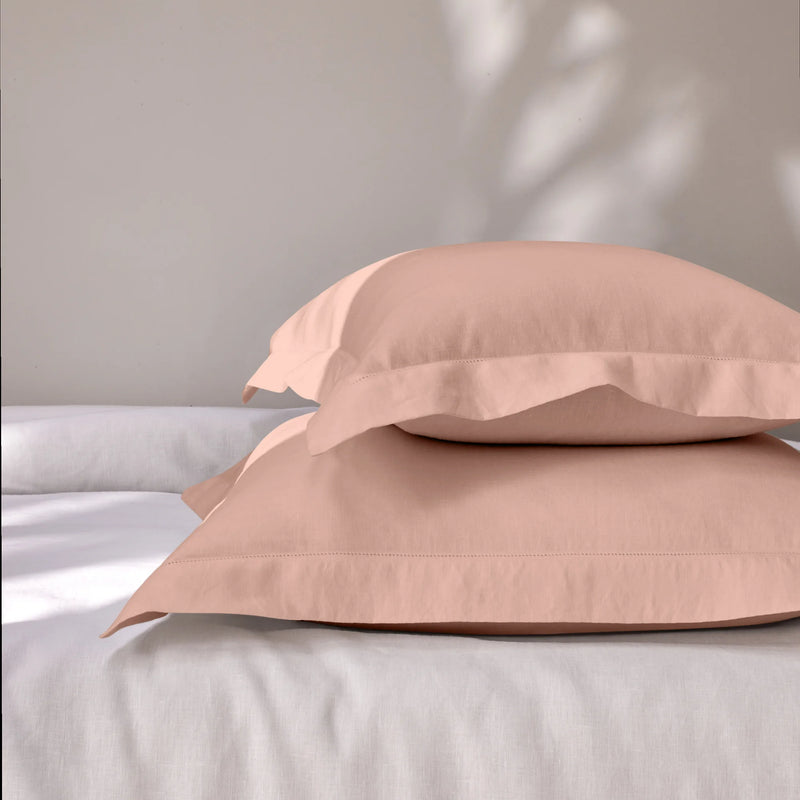 Hemstitch border nude linen pillowcase