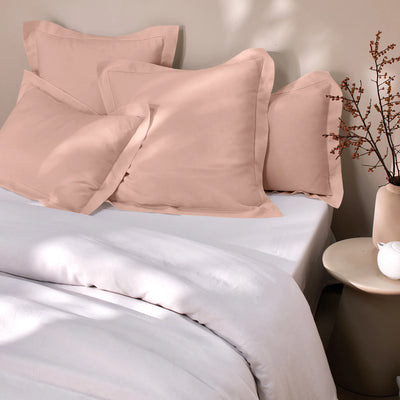 Nude hemstitch border linen pillowcase