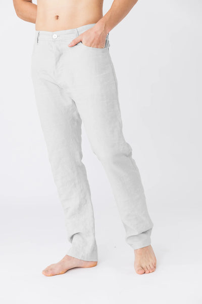 Linen trousers, Jeans style “Flavio” white