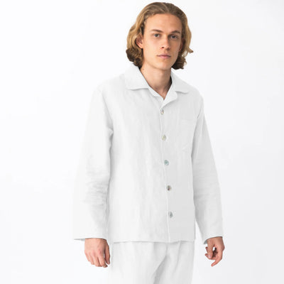 Men's Linen Pajamas Vest optical white