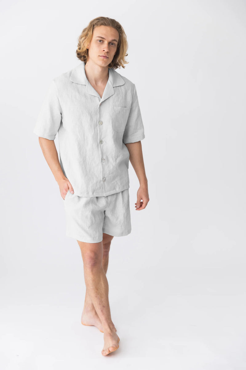  “Emanuel” short-sleeved linen pajamas white