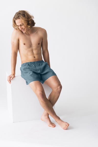 French Linen boxer shorts Blue