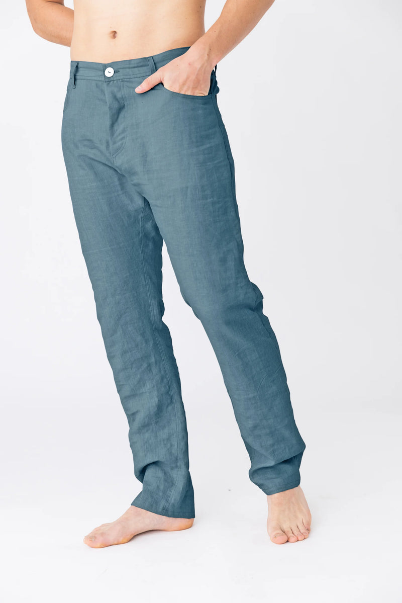 Linen trousers, Jeans style “Flavio” blue