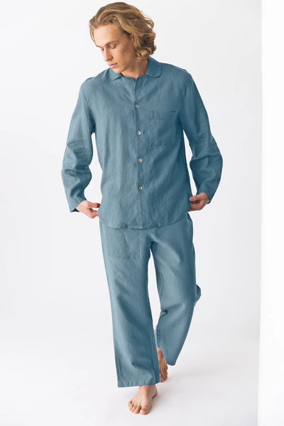 Linen pajamas for men “Ronaldo” blue