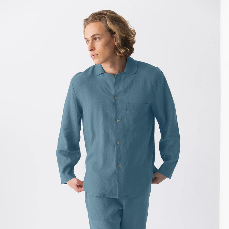 Linen pajama top “Ronaldo" french blue