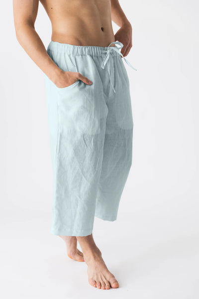 Linen crop trousers icy blue4