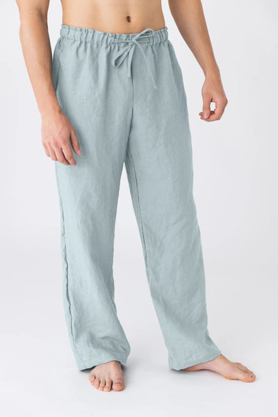 Men's Linen Pajamas Pants Online light blue