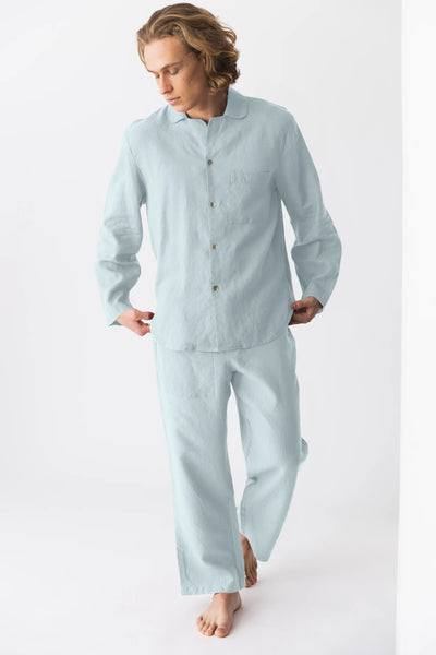 Linen pajamas for men “Ronaldo” light blue