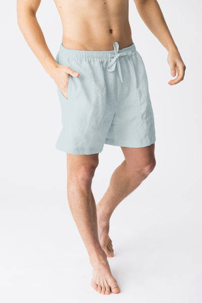 Men's washed linen pajama shorts “Emanuel” light blue