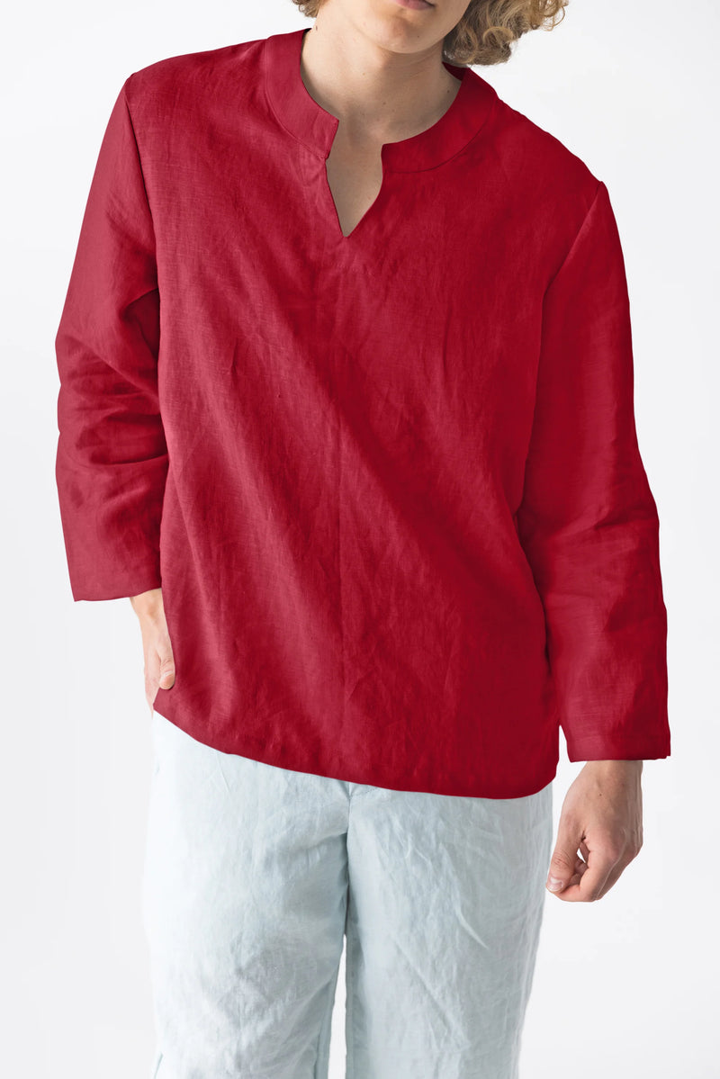 Men’s Linen Tunic "Luciano" Burgundy