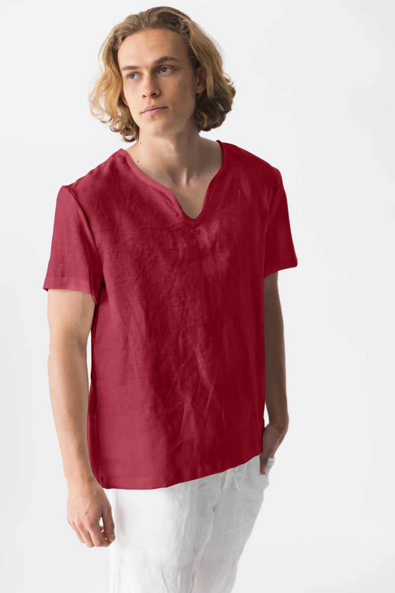 Men’s Short Sleeves Tunic burgundy