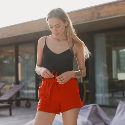 Soft Washed Linen Shorts “Luana” coral